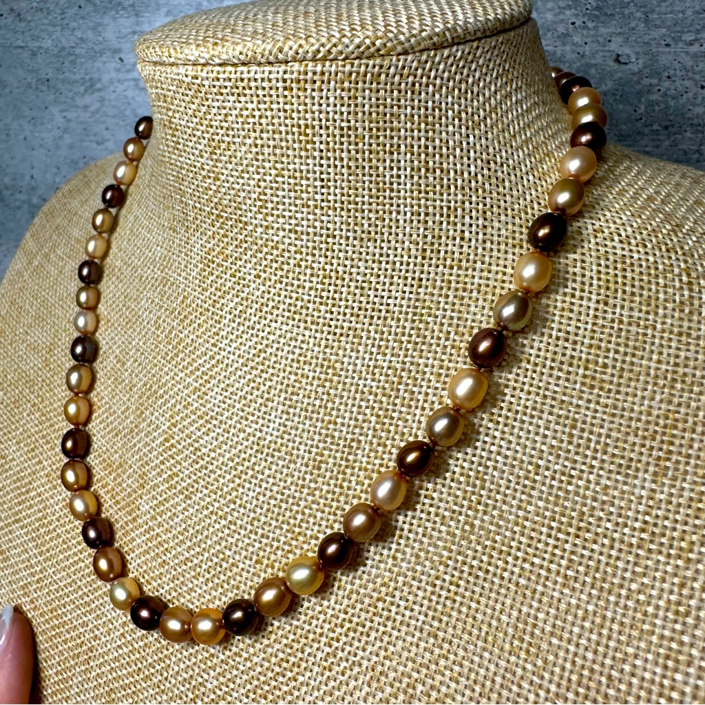 Chocolate Mixed Pearl Necklace With Sterling Silver Lobster Clasp